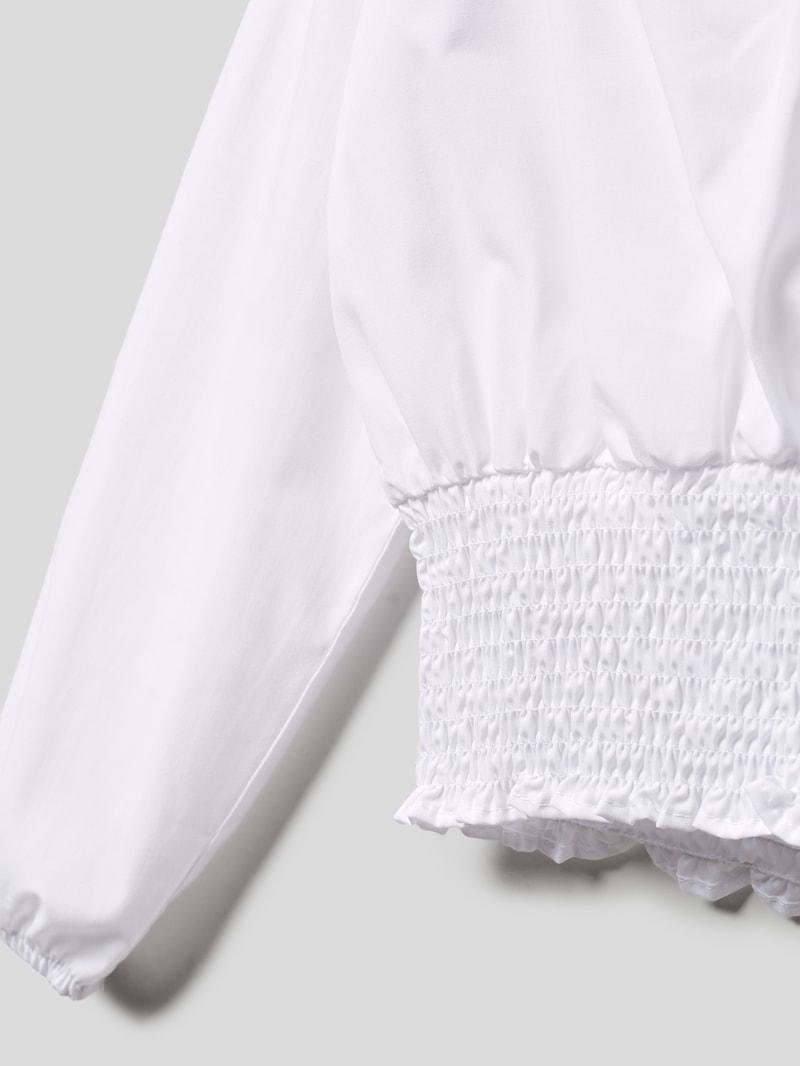 Bluse mit Smok-Details in weiß