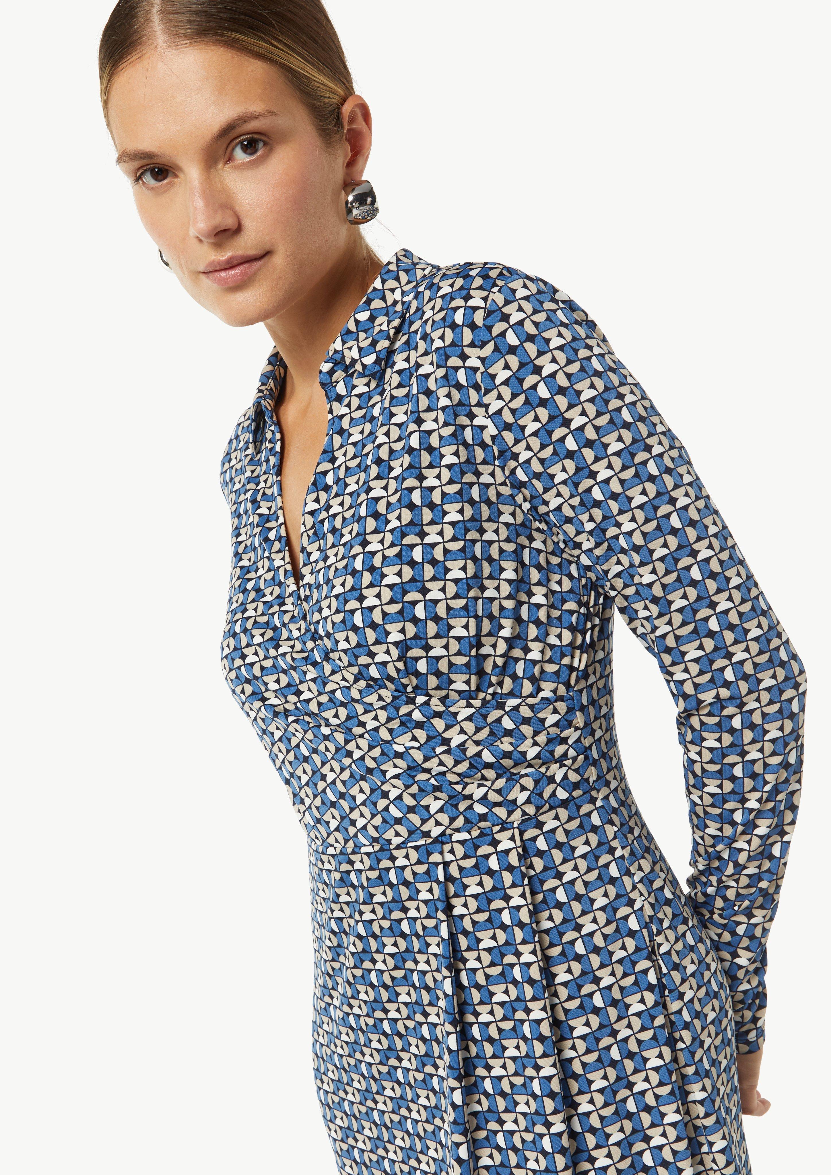 Midi Kleid in Wickeloptik - navy