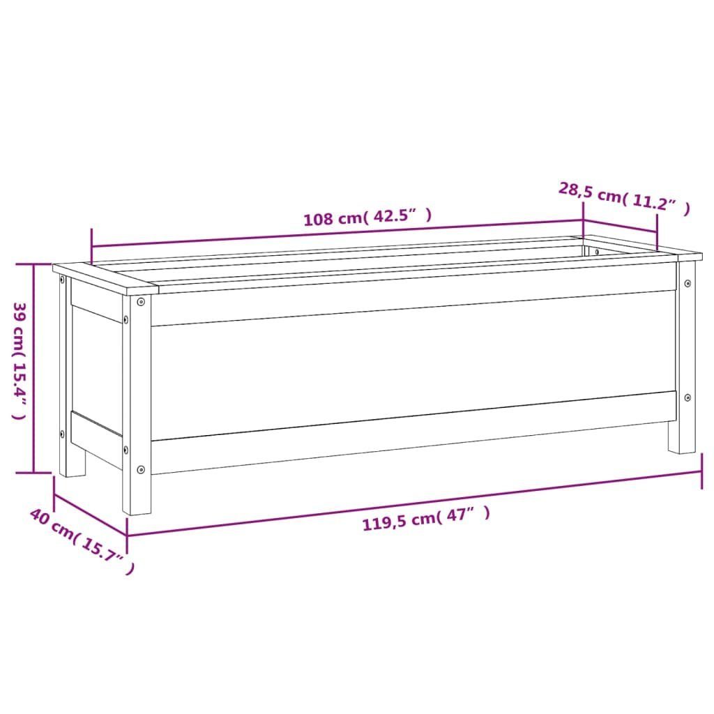 vidaXL Hochbeet Hochbeet, Garten-Hochbeet 119,5x40x39 cm Massivholz Kiefer