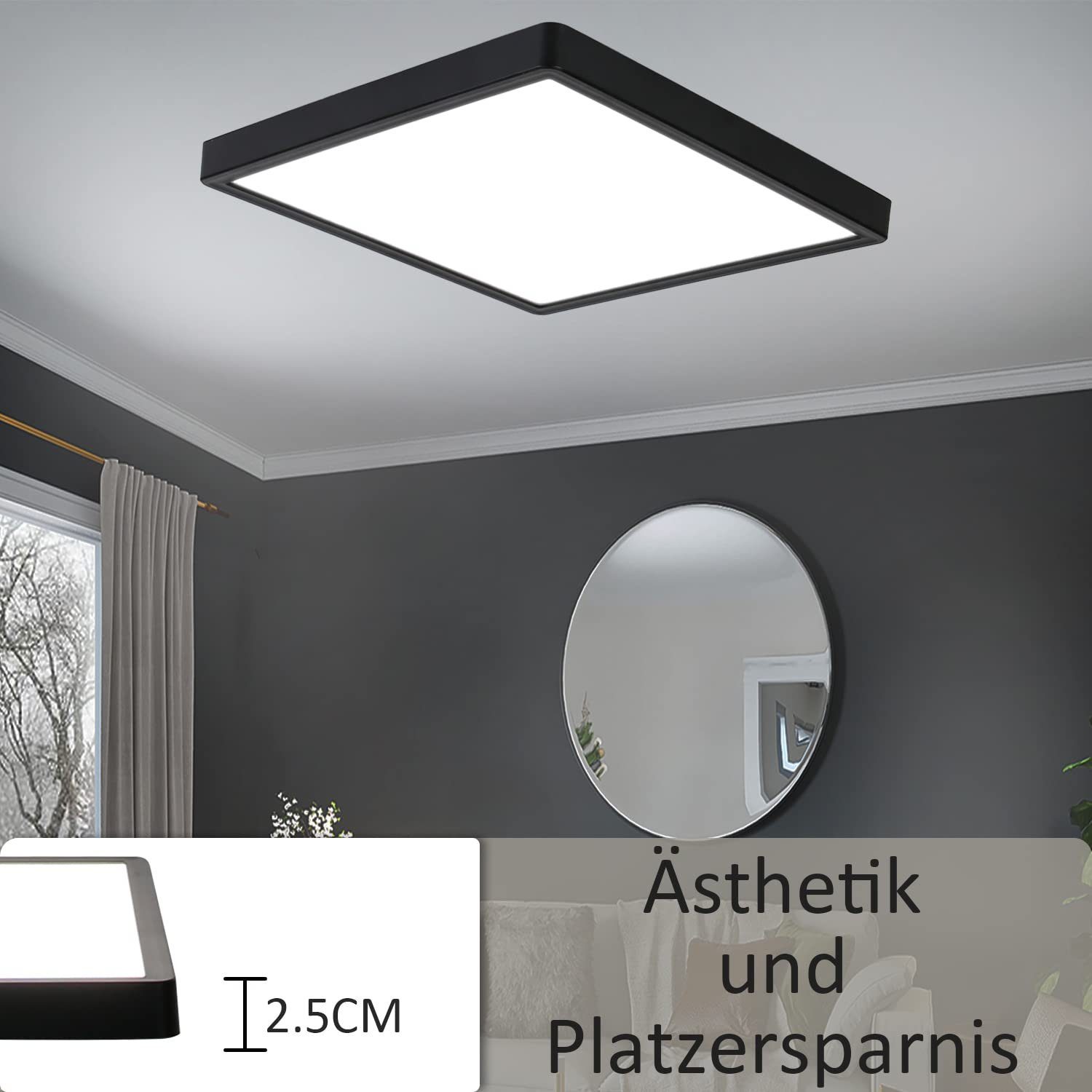 Nettlife LED Panel Dimmbar mit Fernbedienung RGB/Smart-APP steuern 40W, ‎RGB Backlight, LED fest integriert, Warmweiß Neutralweiß Kaltweiß, für Schlafzimmer Küche Wohnzimmer, 29.5 x 29.5 x 2.5 cm