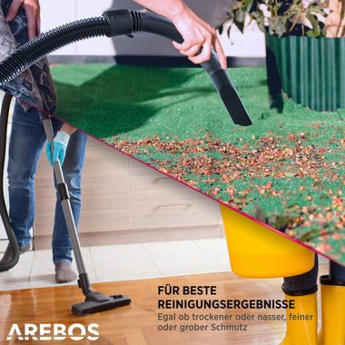 Arebos Industriesauger 1600W, Nass- & Trockensauger, Aschesauger für Kamin & Grill, 2600,00 W, mit und ohne Beutel nutzbar