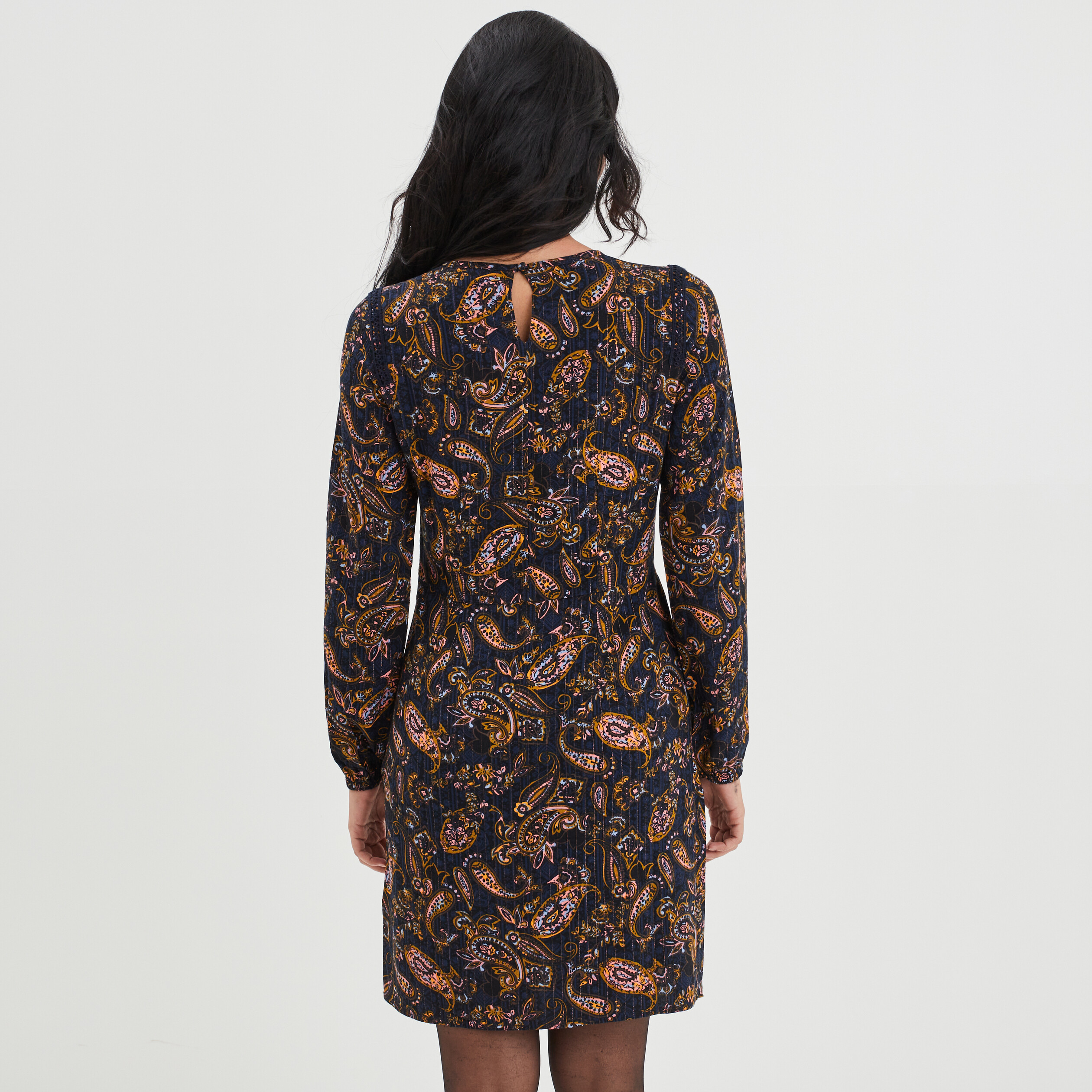 Robe droite avec noeud à la taille bleu foncé femme | La Halle