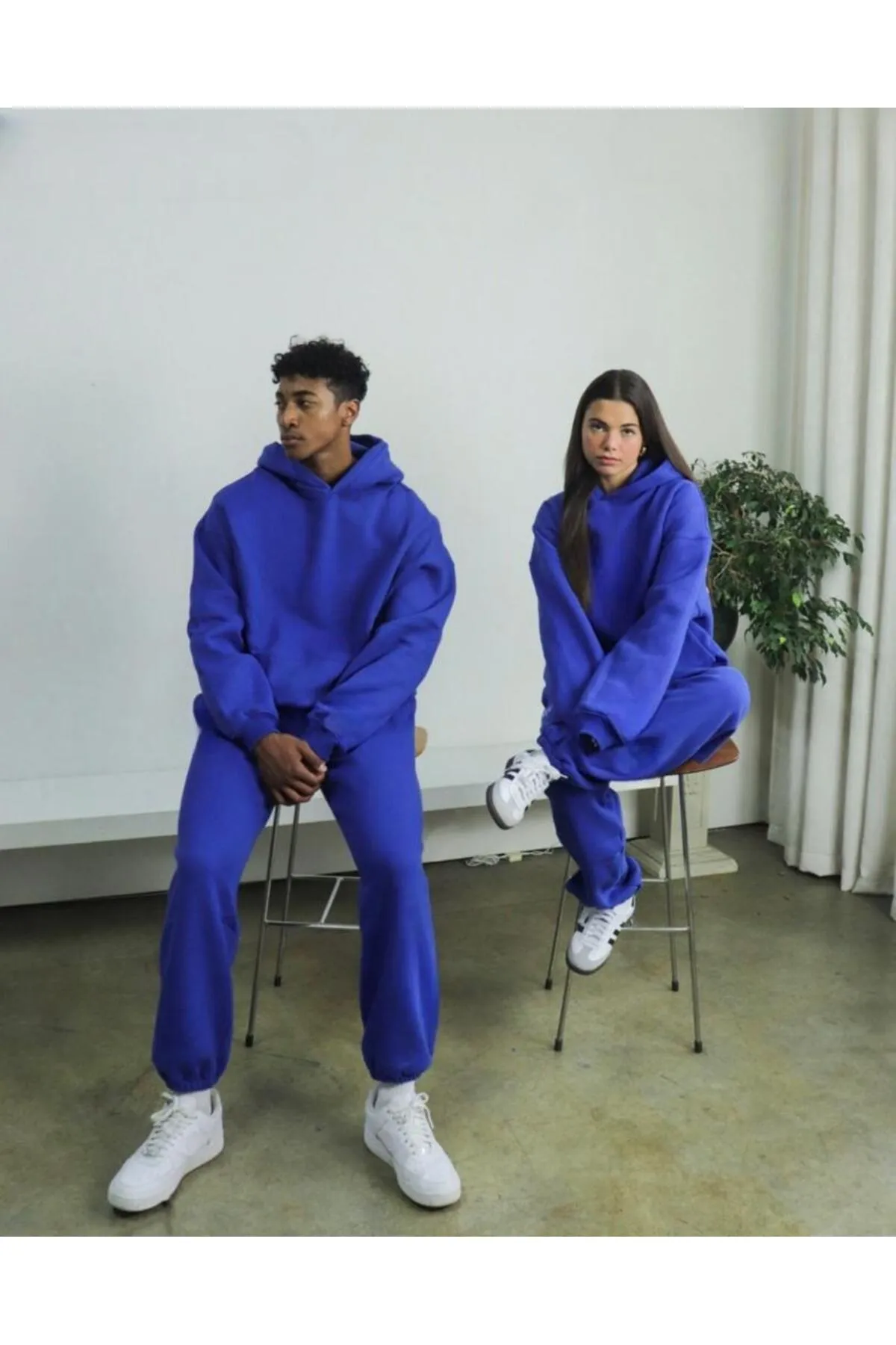 My Blog  Dear Couple Kombination 2-teiliges Saks Blue Oversize-Trainingsanzug-Set mit Kapuze