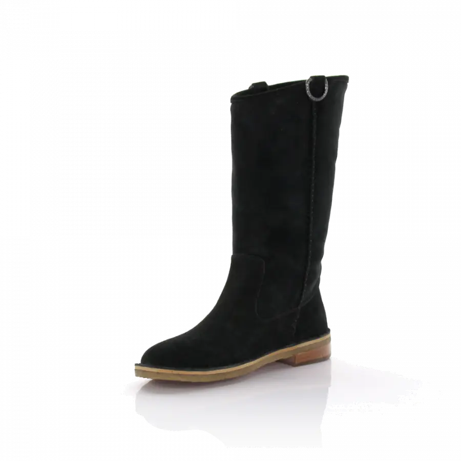 UGG - Stiefel Fell Kalbsleder Veloursleder Logo Ziernaht schwarz - schwarz