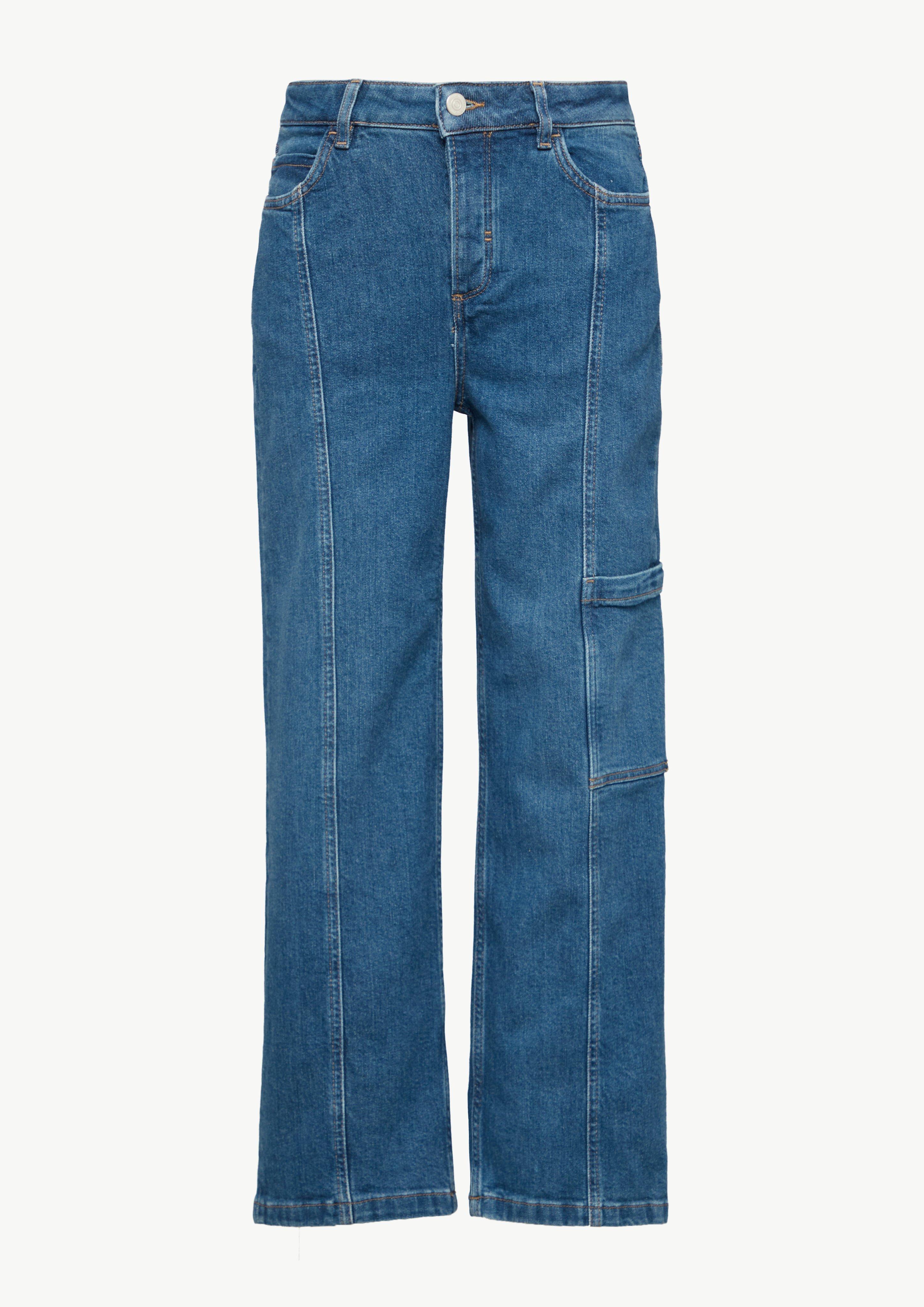 Locker geschnittene Jeans mit Cargotasche - blau