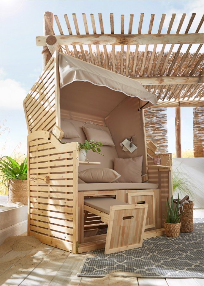 Strandkorb 2 Sitzer mit Lamellen
