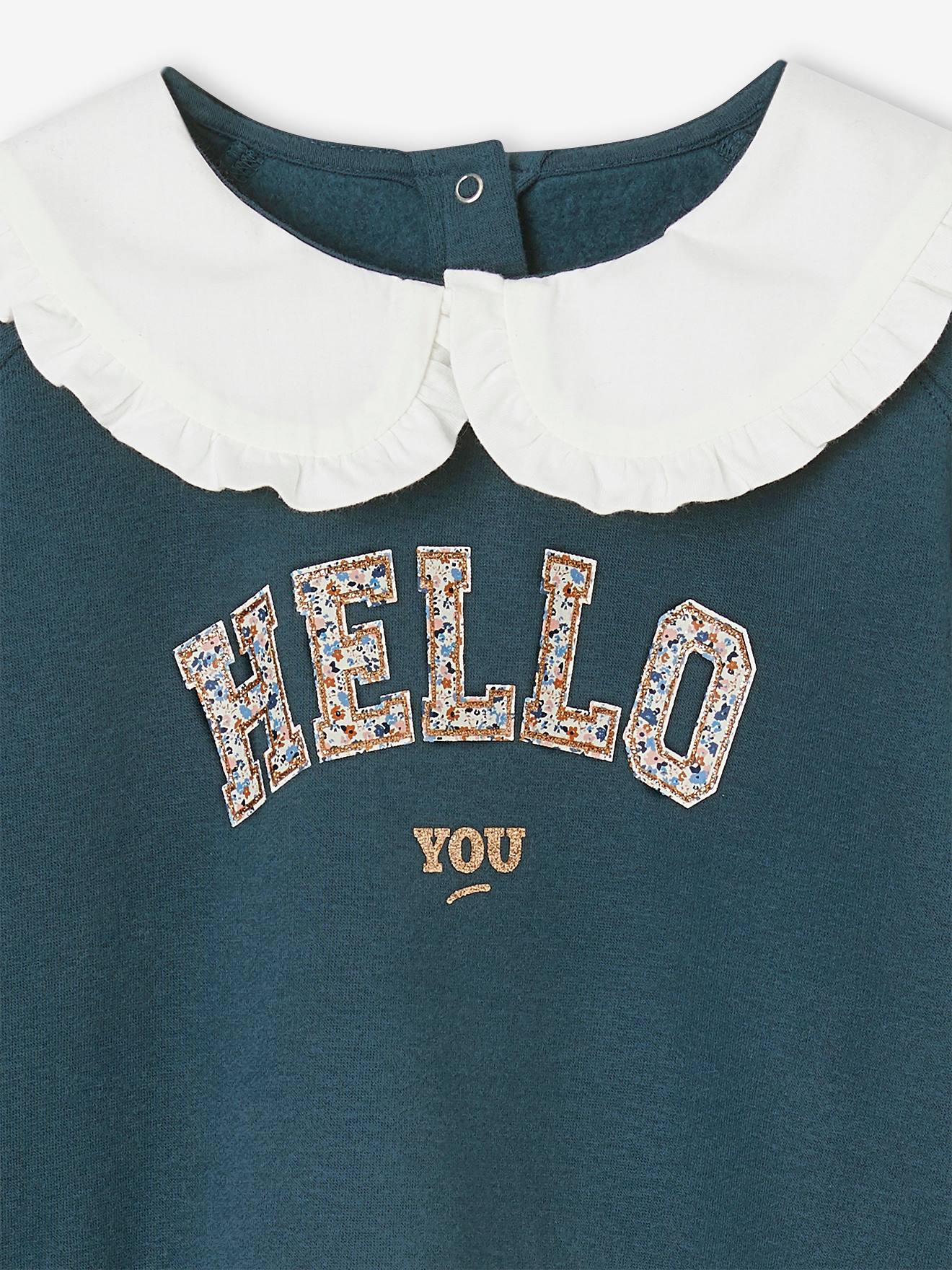Vertbaudet Mädchen Sweatshirt mit Bubikragen - aprikose