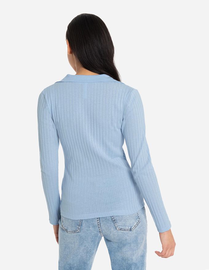 Langarm-Poloshirt - Baumwoll-Mix