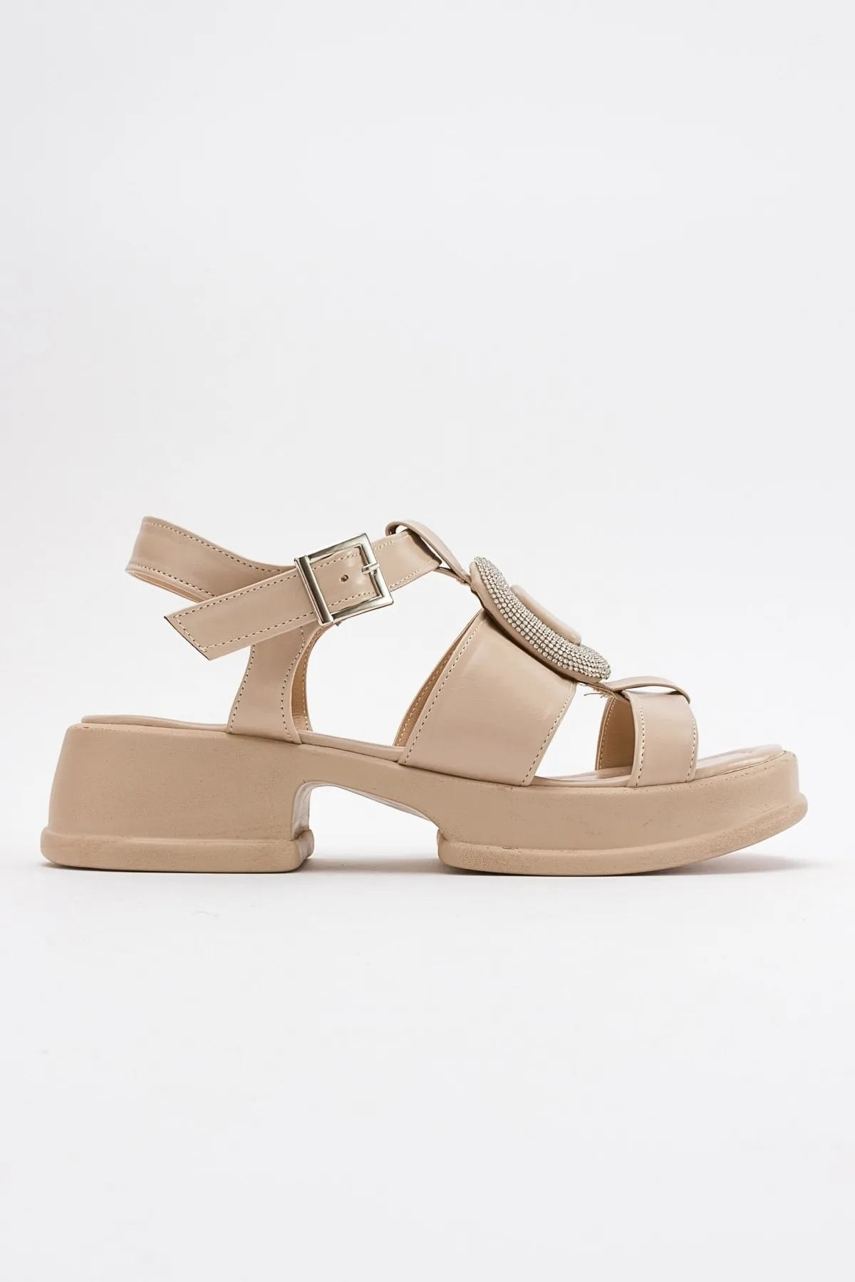 LuviShoes  Redy Ecru Beige Damensandalen