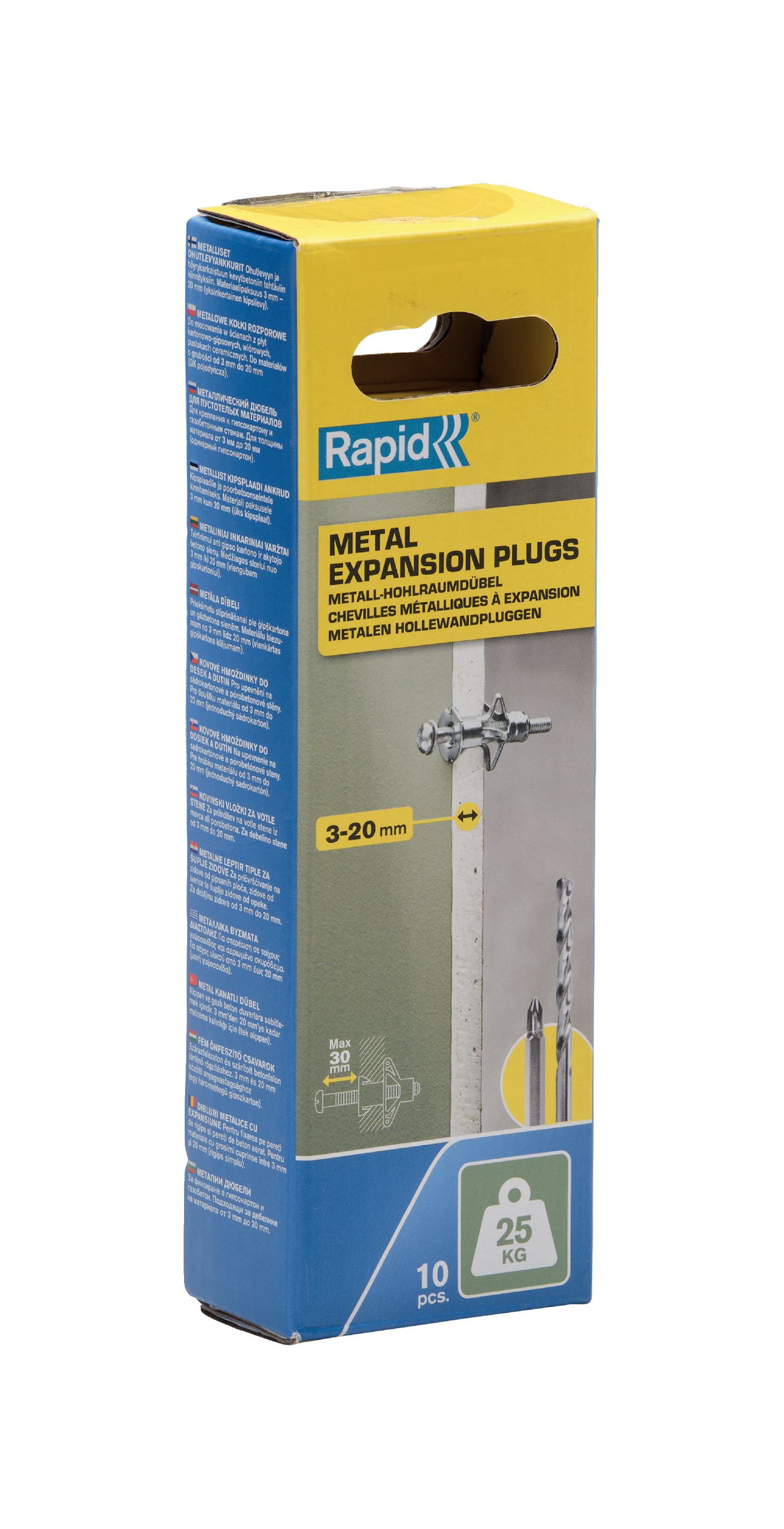 Rapid 5001549 Hohlwanddübel für 6-16 mm Plattenstärke, 40 kg Tragfähigkeit