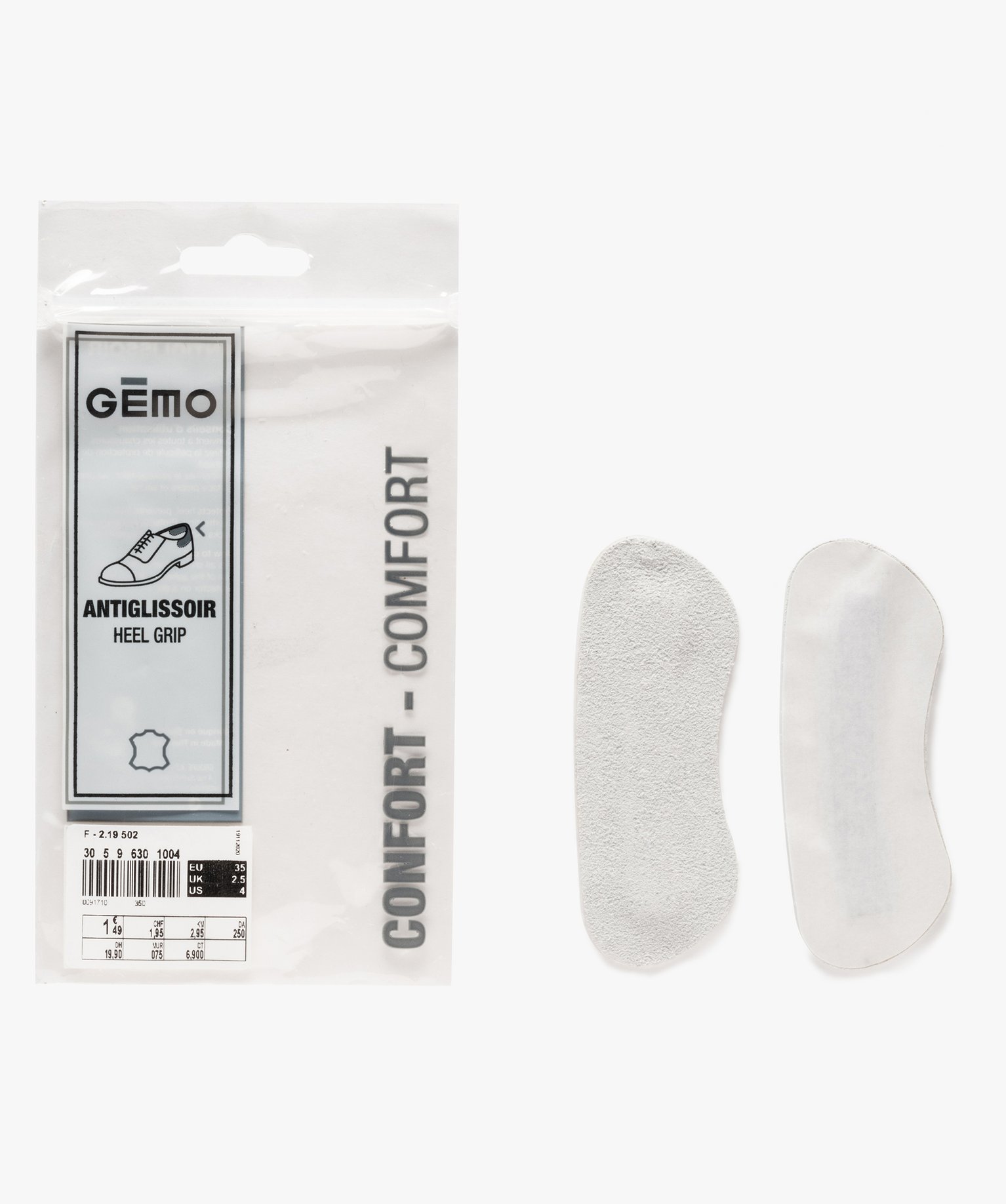 Protège-talons antiglissoirs confort en cuir gris | GEMO