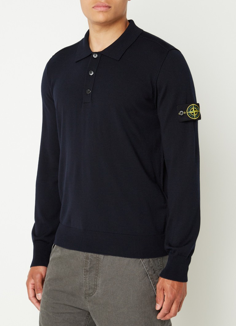 Πόλο Stone Island 502C4 από λεπτό πλεκτό ύφασμα με λογότυπο και παρθένο μαλλί