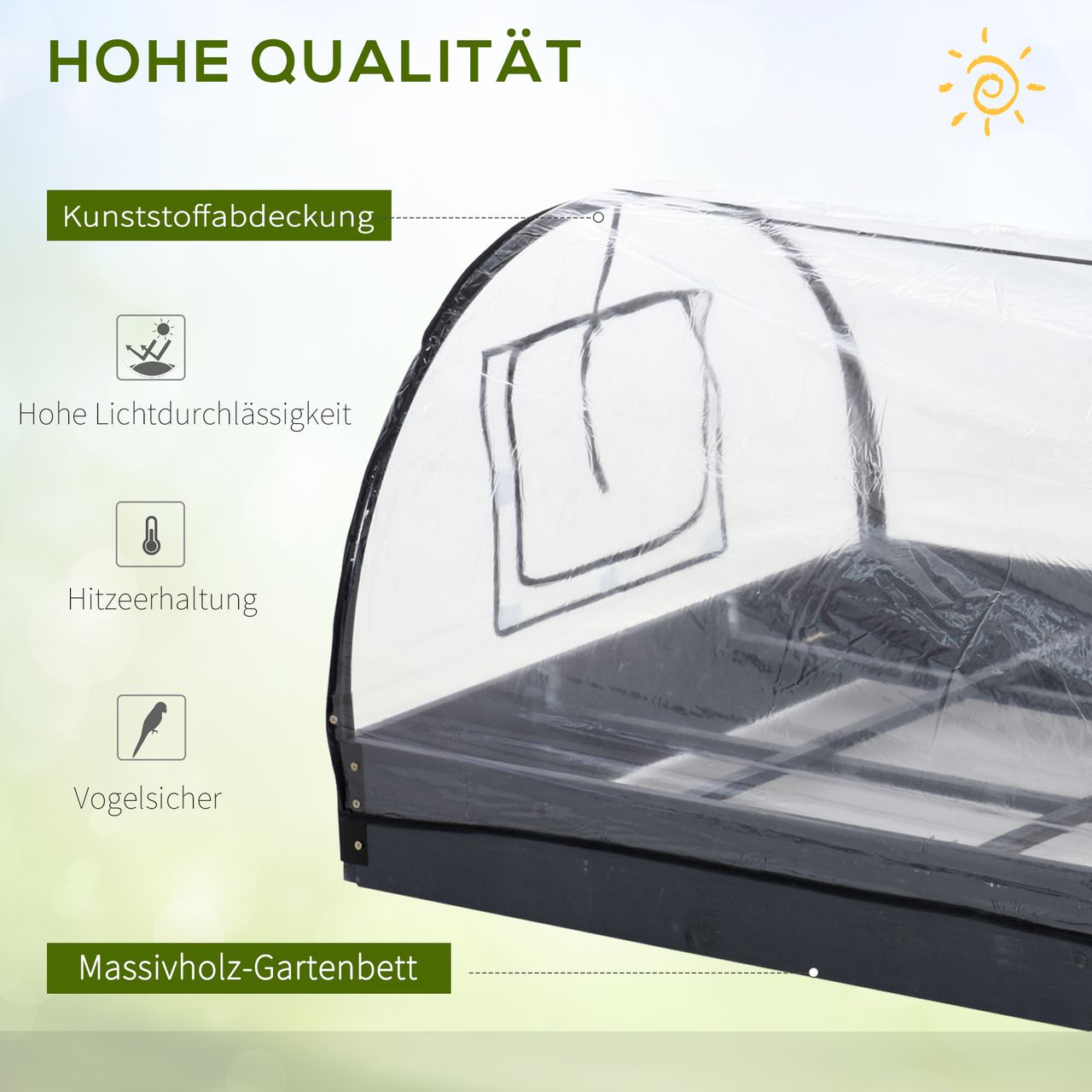 Outsunny Gewächshaus mit Fenster 12 Gitter Treibhaus Transparent 120 x 79 x 53 cm