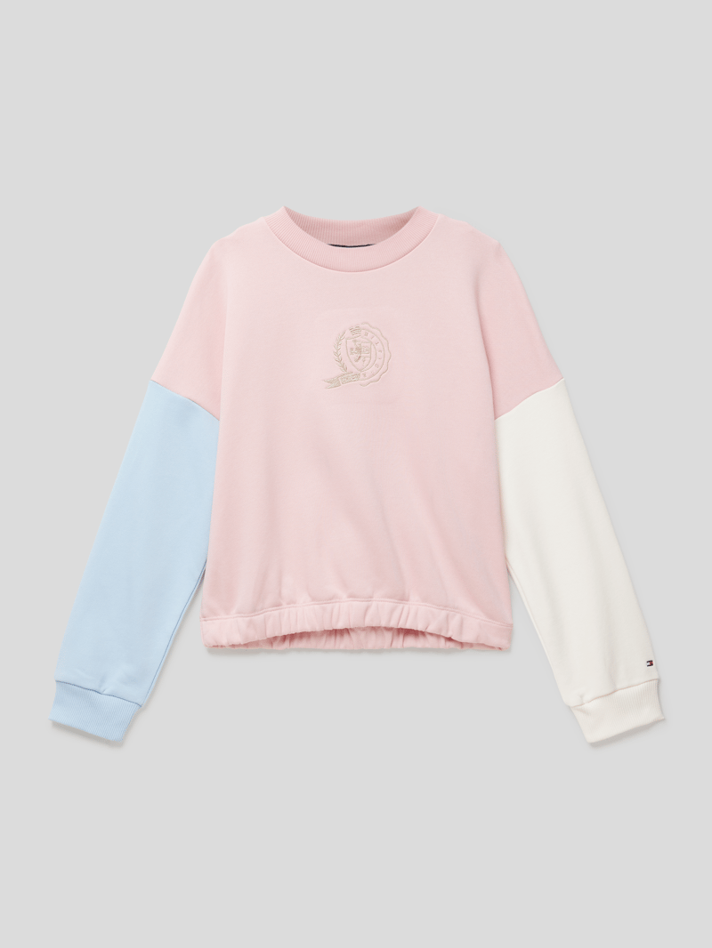 Sweatshirt mit Label-Stitching Modell 'Icon' in hellrosa