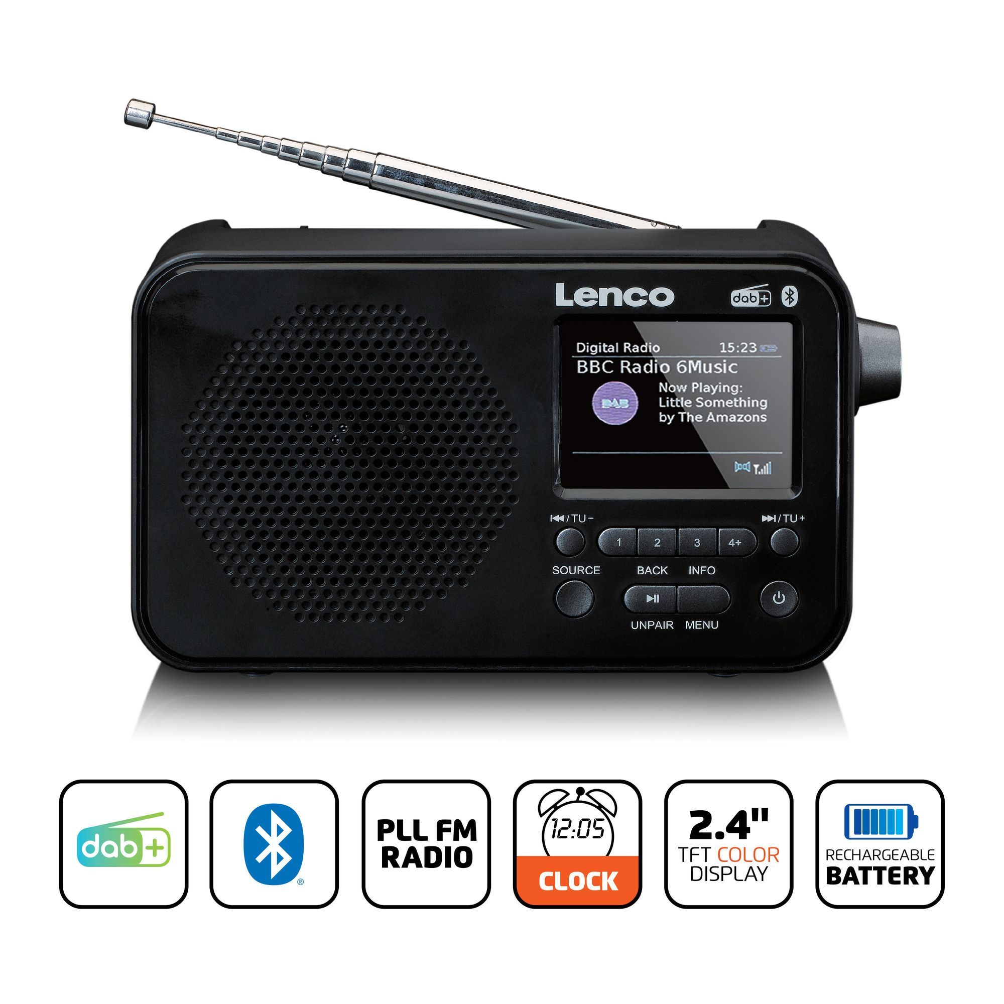 Lenco PDR-036BK DAB+/FM-Radio mit Bluetooth