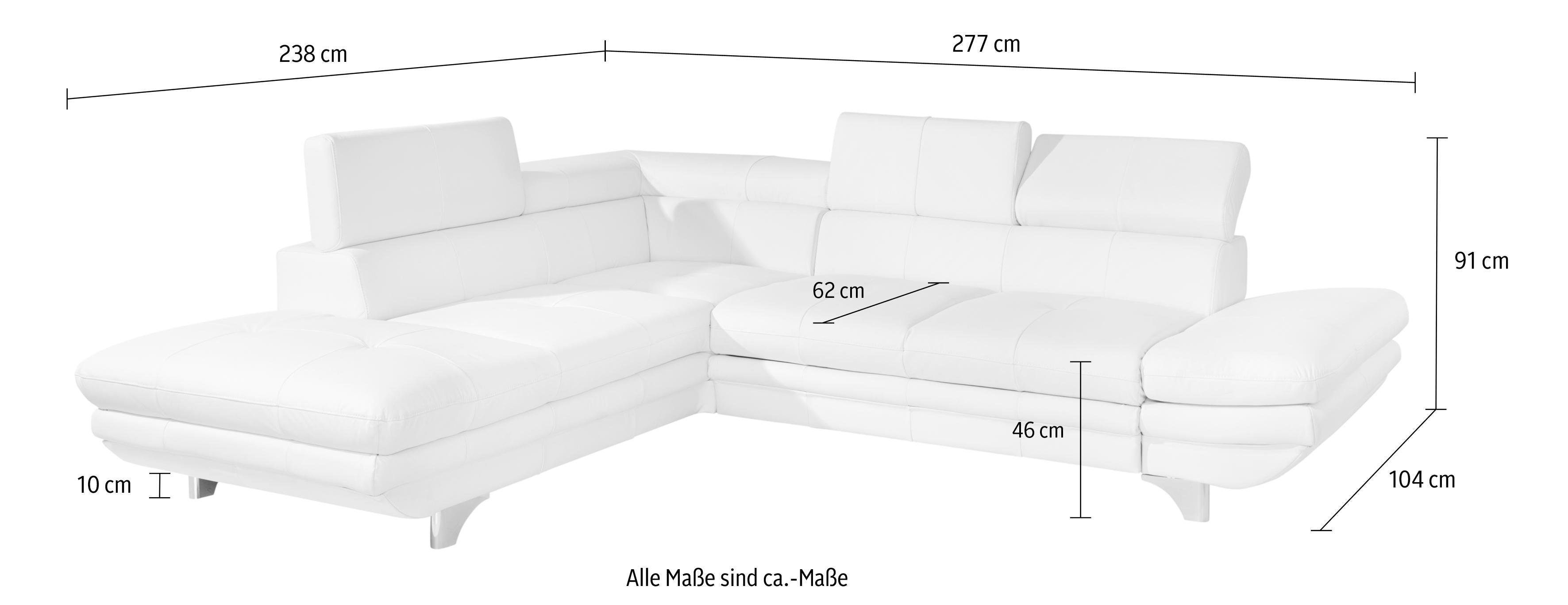 COTTA Ecksofa Enterprise, inklusive Kopfteilverstellung, wahlweise mit Bettfunktion