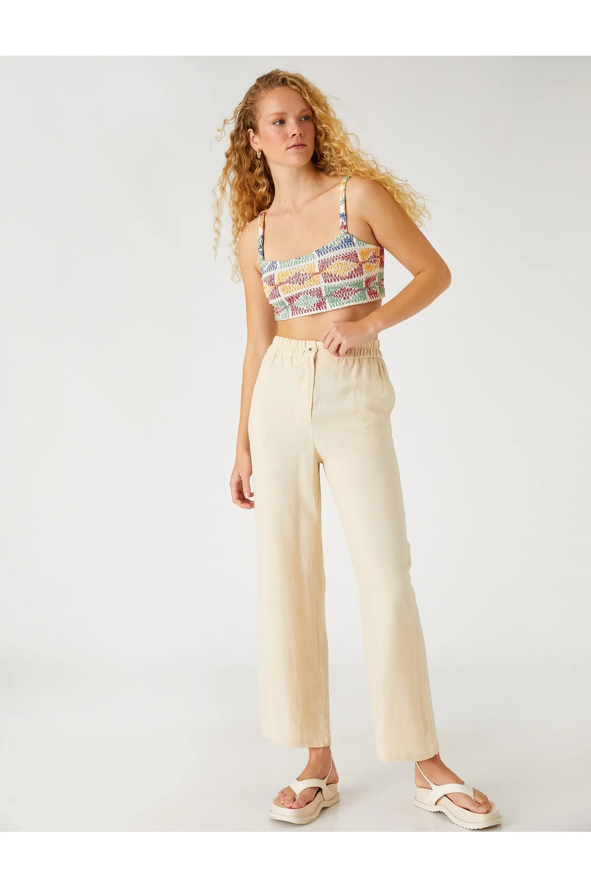 Koton  Leinenhose mit weitem Bein