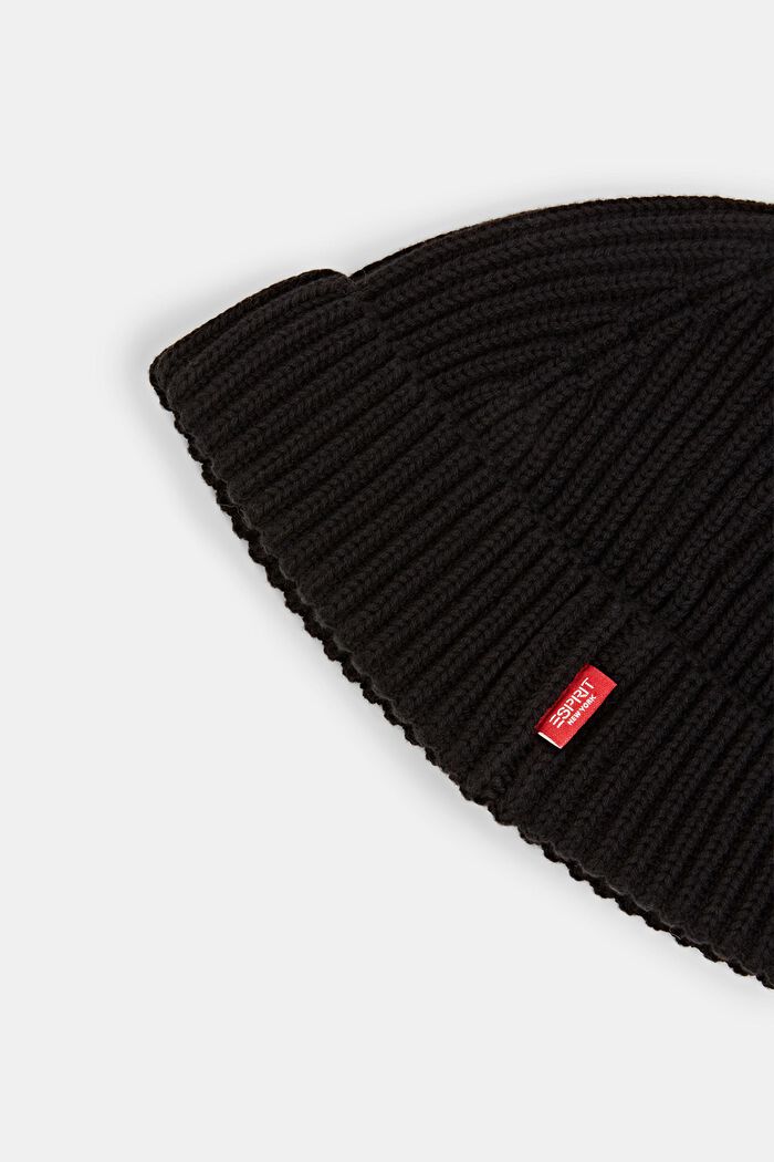 Rippstrick-Beanie, 100 % Baumwolle