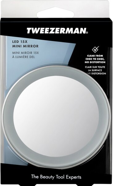 Tweezerman LED Mini Mirror - 15X Mini Vergrößerungsspiegel Kosmetikspiegel