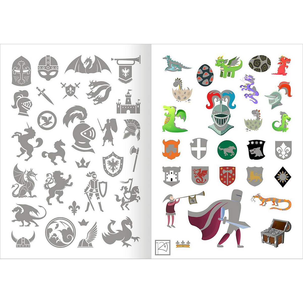 Metallic-Sticker - Ritter & Drachen