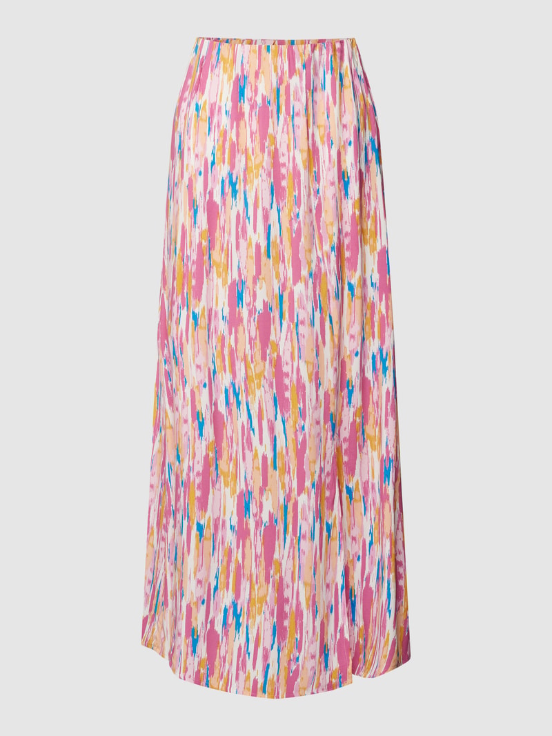 Maxirock aus reiner Viskose mit Allover-Muster Modell 'Joella' in pink