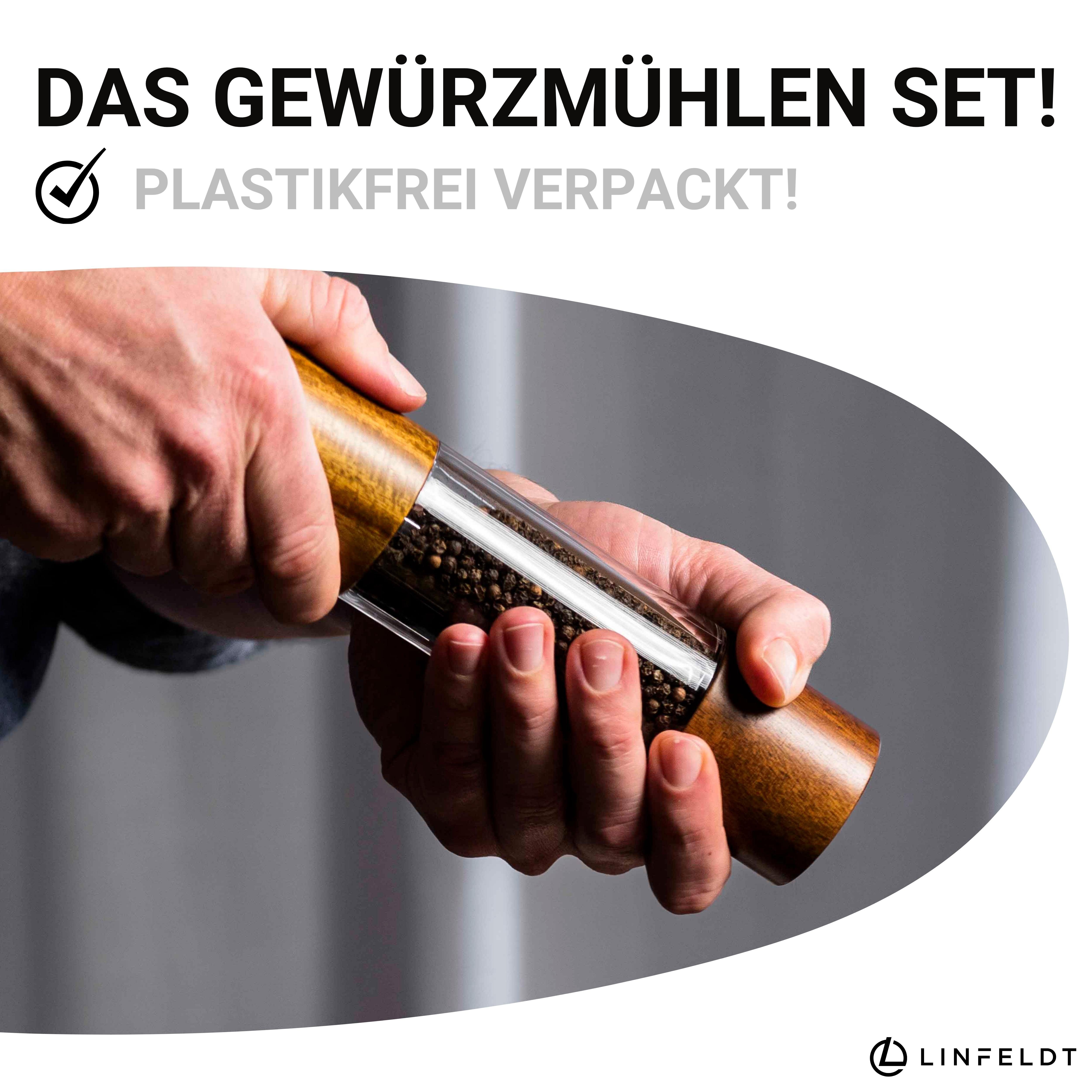 LINFELDT Salz-/Pfeffermühle Salz und Pfeffermühle Holz - TOP GEWÜRZMÜHLE HOLZ