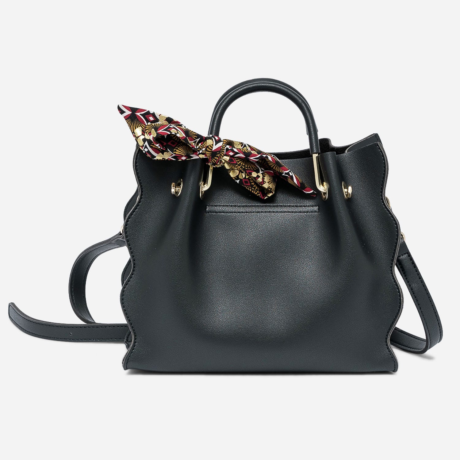 Sac à main noir à ruban imprimé