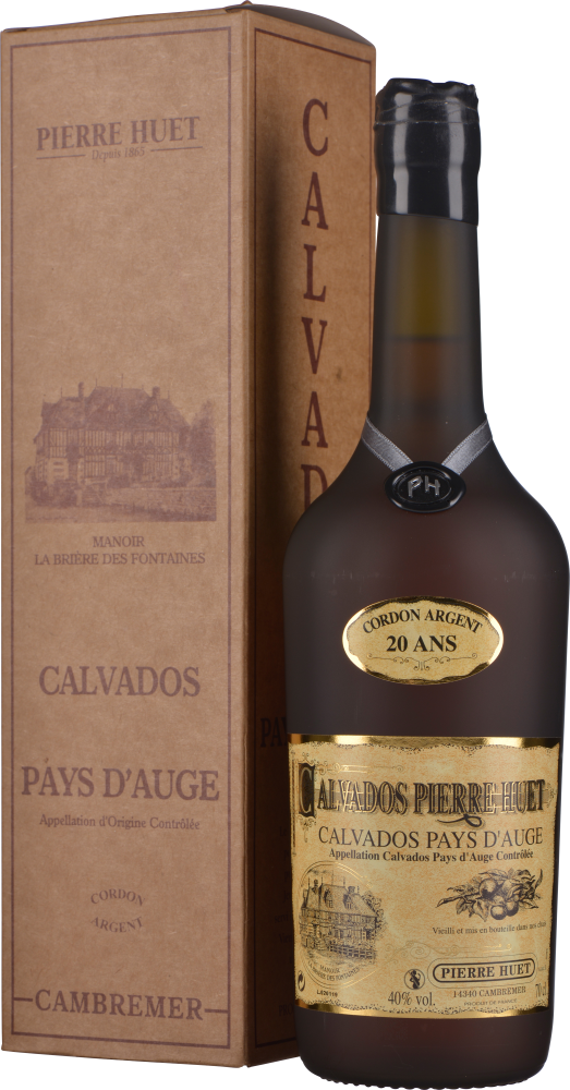 Pierre Huet Calvados Cordon Argent 20 Ans 0,7 Liter im Geschenkkarton