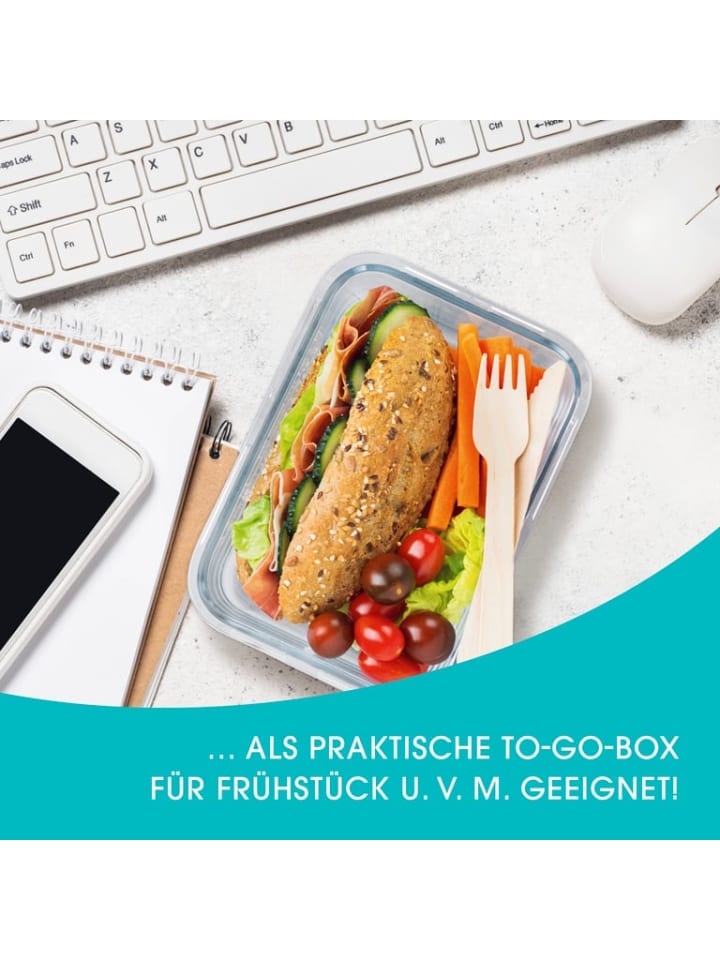 Gourmetmaxx GOURMETmaxx Glas-Frischhaltedosen Klick-it - 16-tlg. - transparent/smaragd günstig kaufen onesize