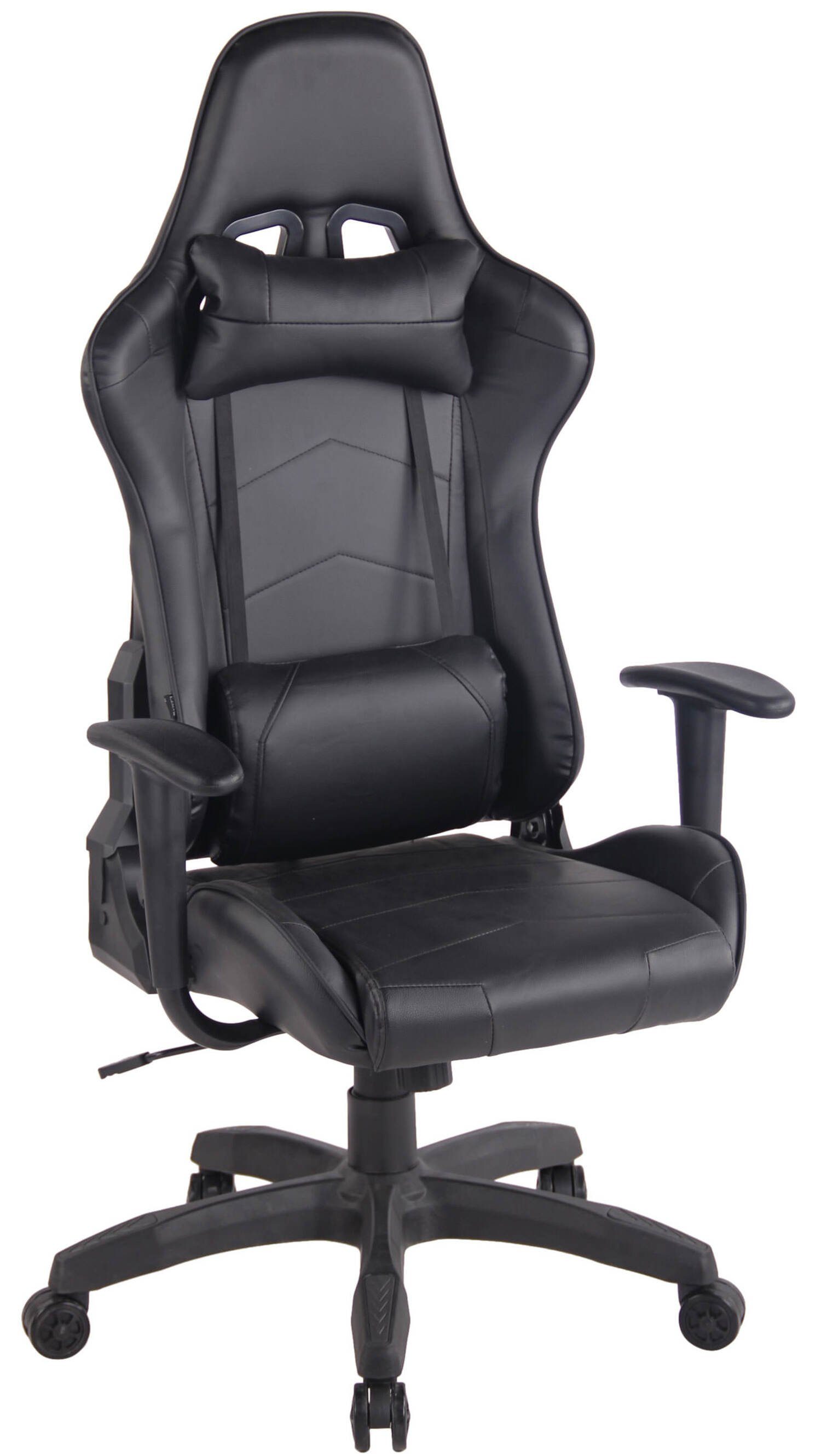 TPFLiving Gaming-Stuhl Mirage mit bequemer Rückenlehne - höhenverstellbar und 360° drehbar (Schreibtischstuhl, Drehstuhl, Gamingstuhl, Racingstuhl, Chefsessel), Gestell: Kunststoff schwarz - Sitzfläche: Kunstleder schwarz/schwarz