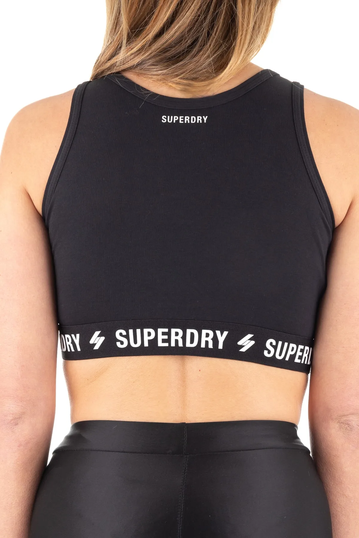 SUPERDRY  Sport-BH - Schwarz - Slogan