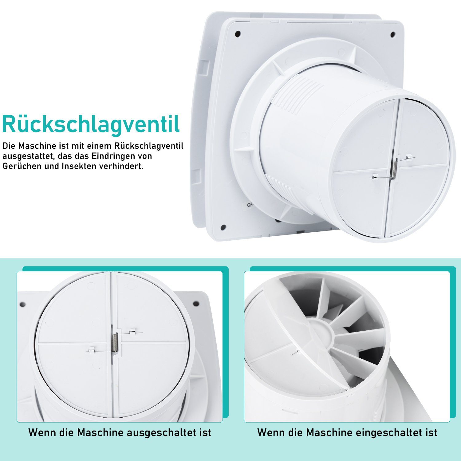 Gimisgu Wandventilator Badlüfter 10cm mit Feuchtsensor und Nachlauf und Timer Wandlüfter