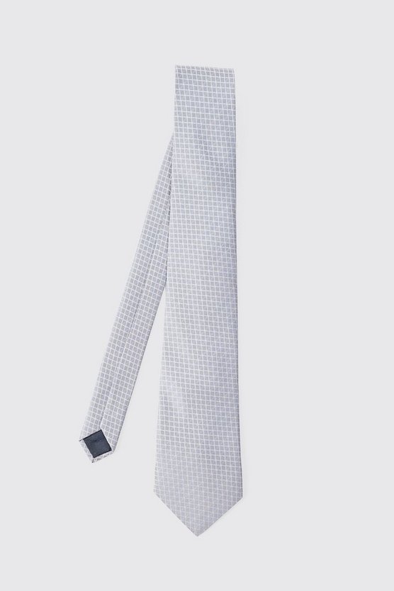 Slim Satin Tie In Light Grey