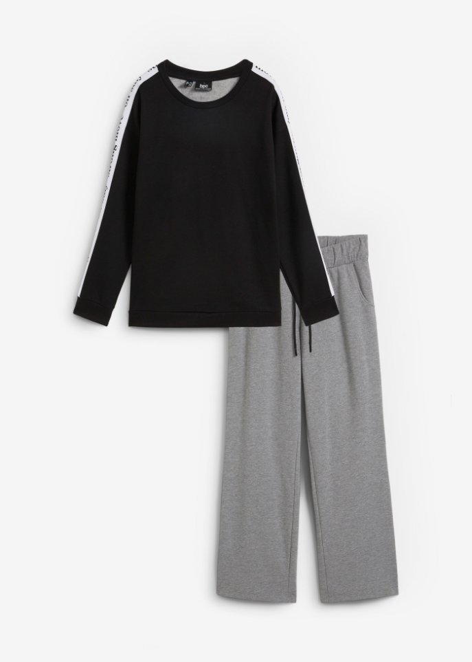 Jogginganzug mit Sweatpullover und weiter Hose (2-tlg. Set)