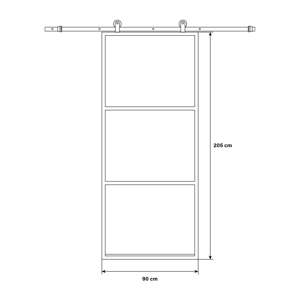 Home Deluxe DIY-Glasschiebetür - STELLAR - 205 x 90 cm Klarglas