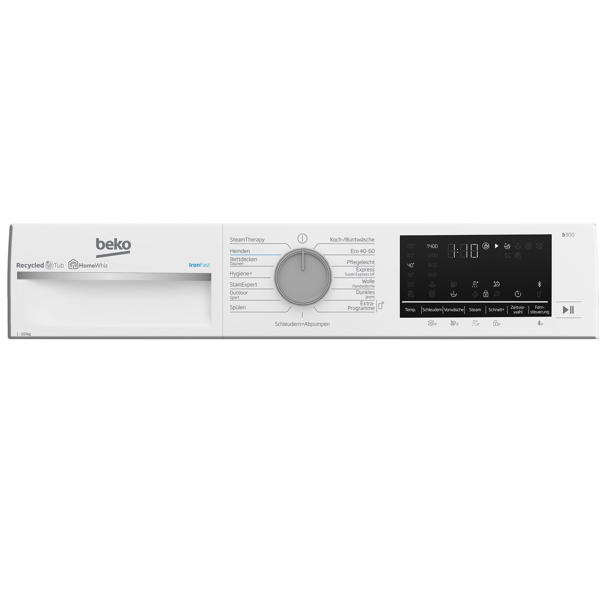 BEKO Waschmaschine B3WFT510413W, 10 kg, 1400 U/min, SteamCure Dampffunktion, Inverter Motor