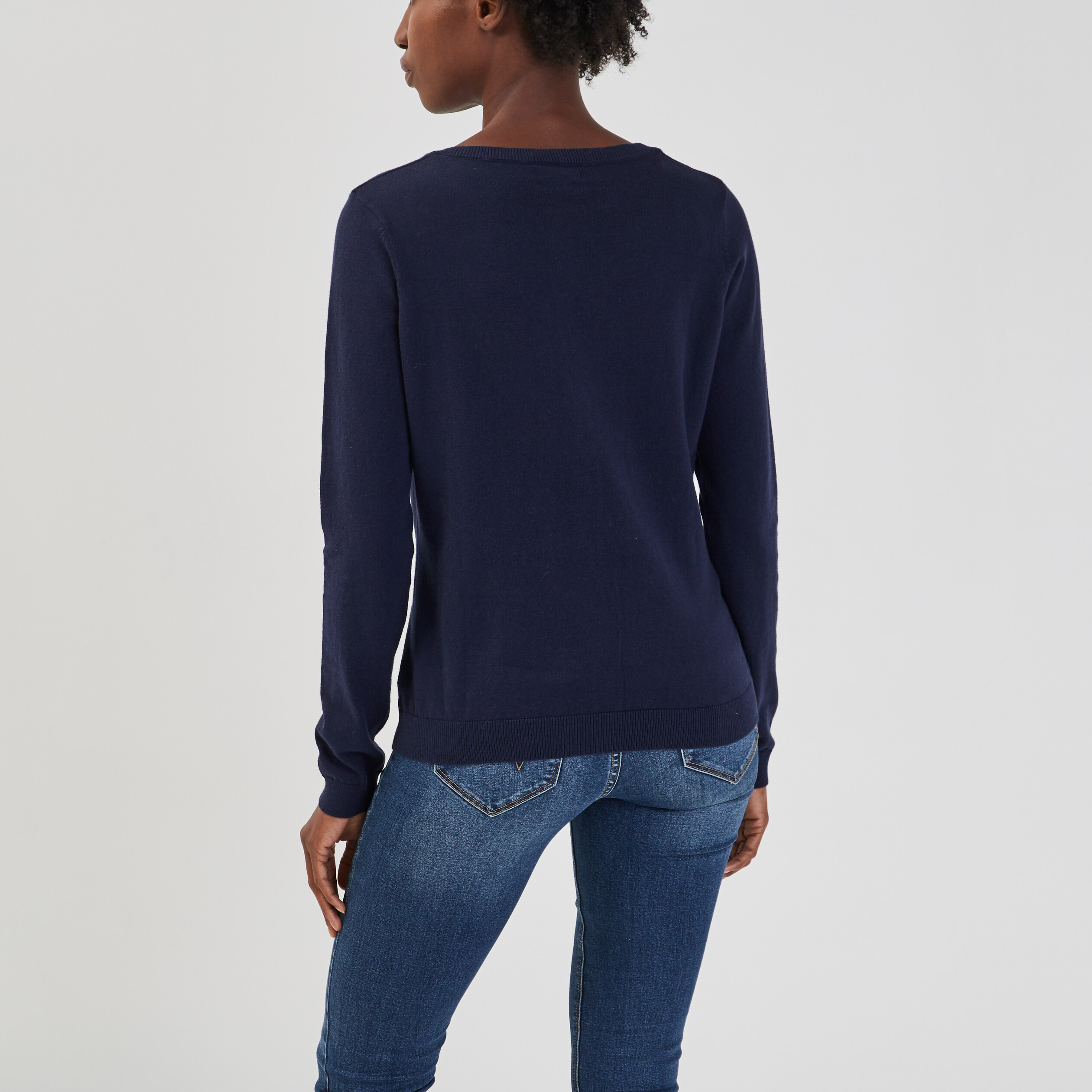 Gilet manches longues boutonné bleu marine femme | La Halle