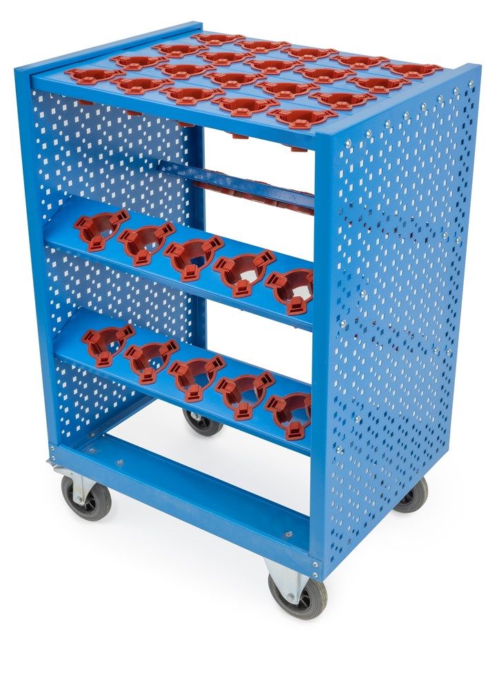 Cărucior universal de atelier Huvema K2200 cu 40 de suporturi pentru scule CNC