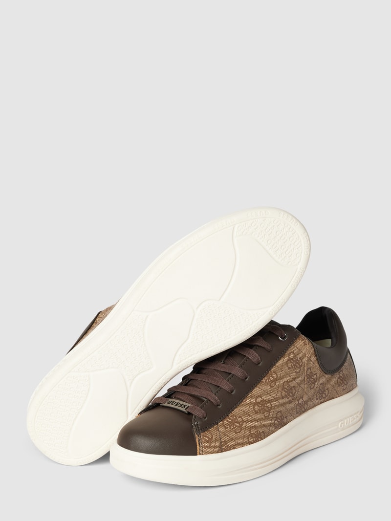 Sneaker mit Label-Print Modell 'VIBO' in mittelbraun