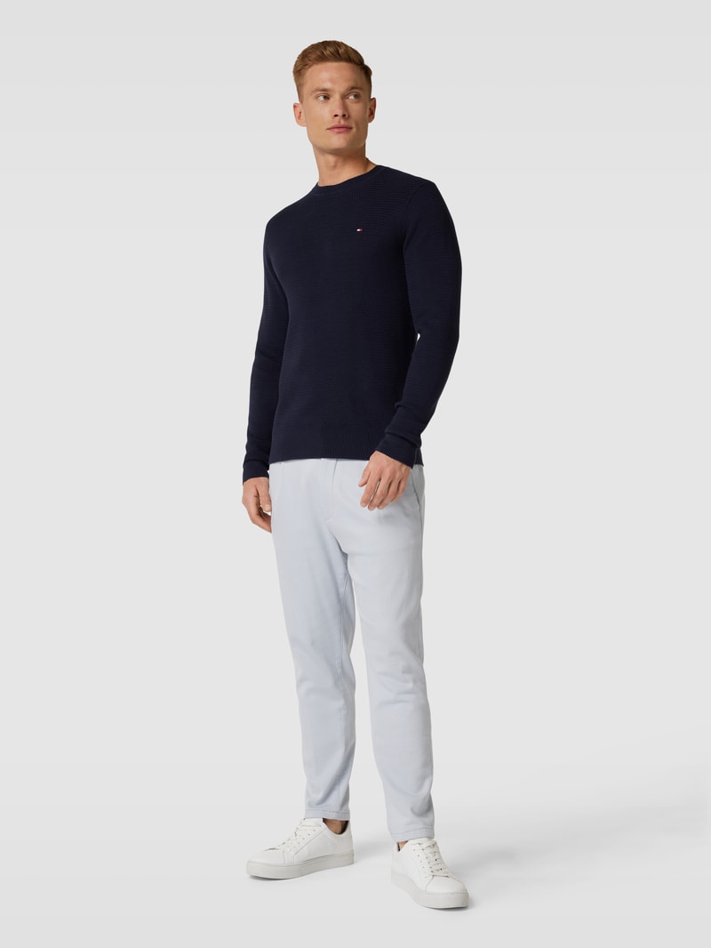 Strickpullover mit Label-Stitching in marineblau