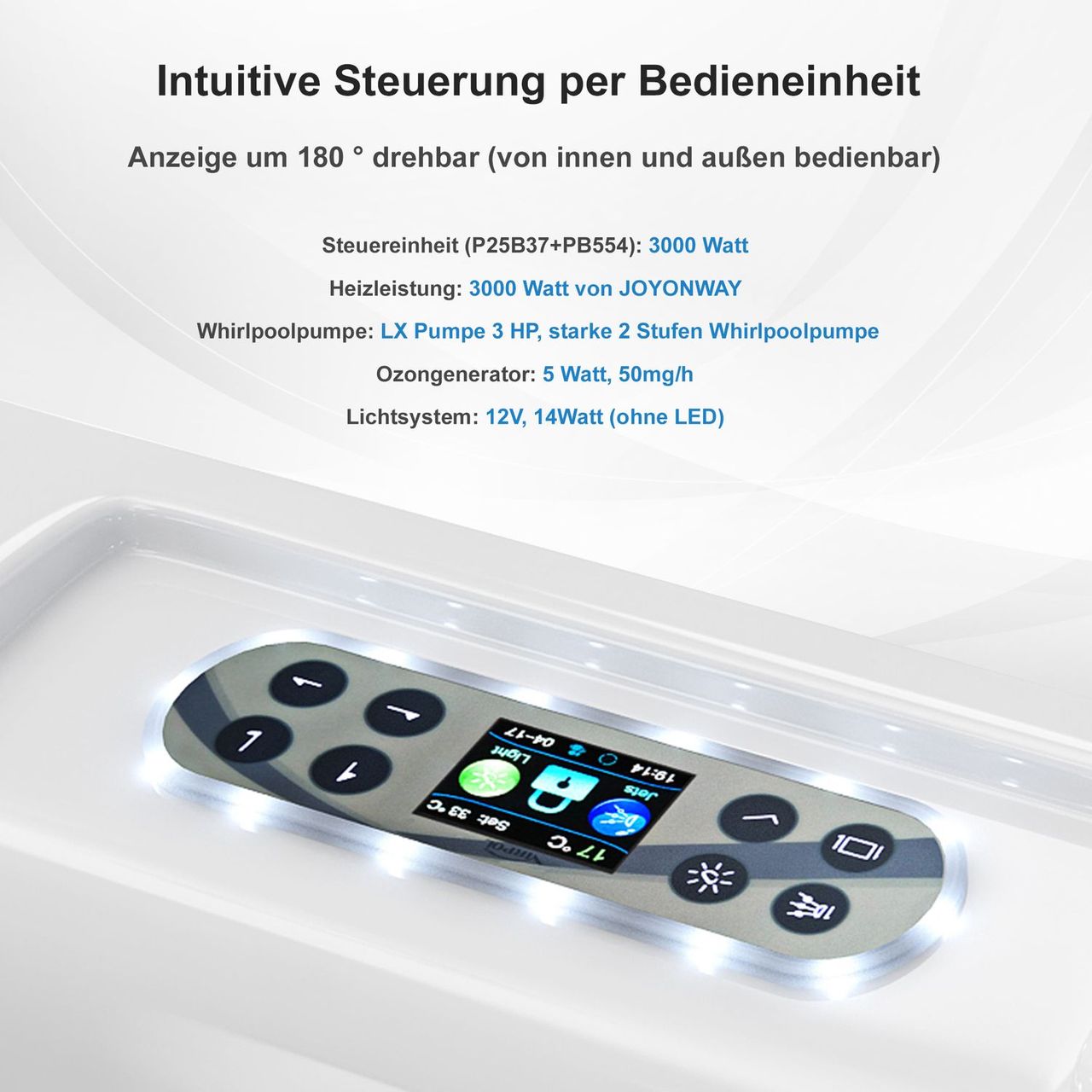 TroniTechnik Outdoor Whirlpool Elba inkl. Heizung, Hydromassage, Bluetooth und Farblicht