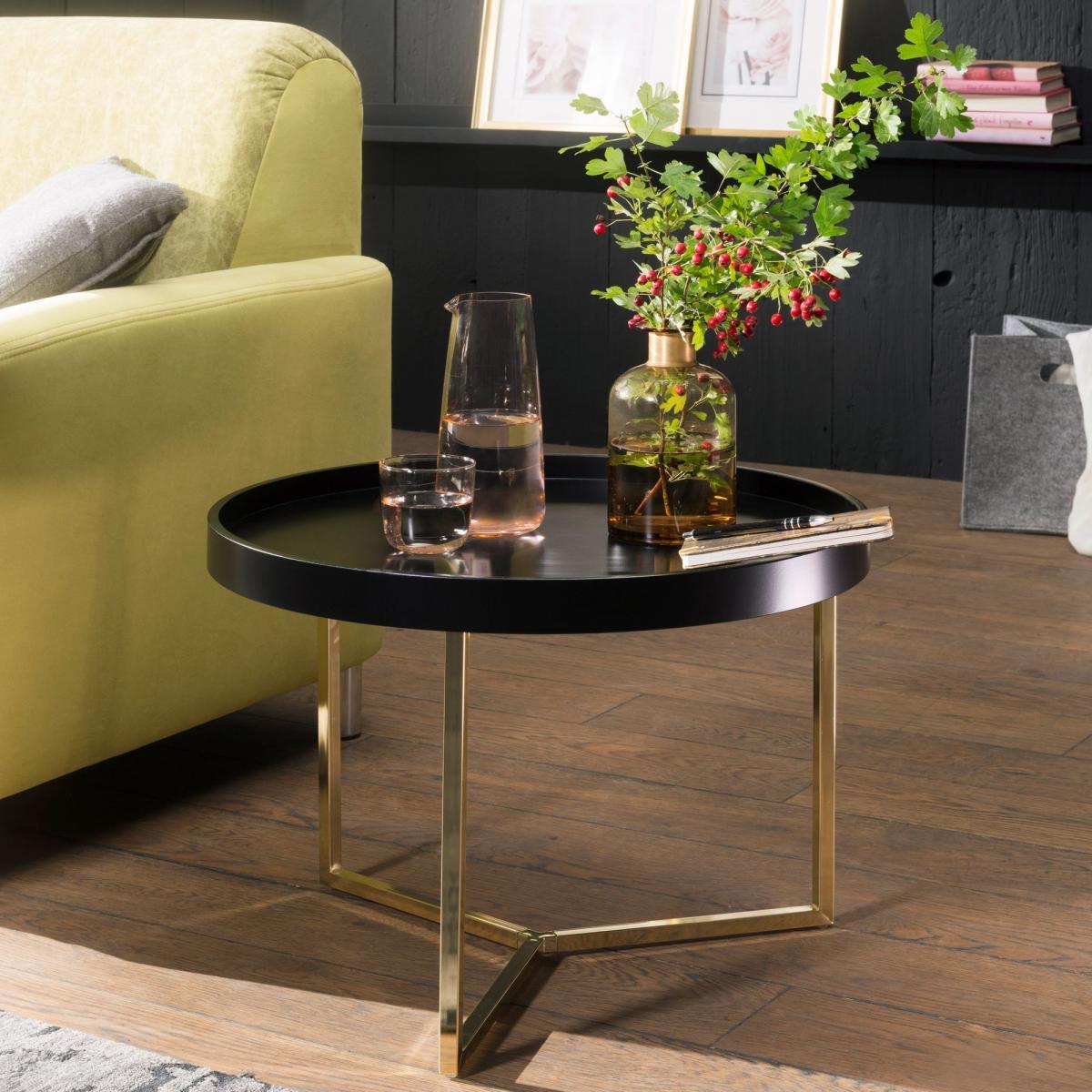 Wohnling Couchtisch EVA 58,5x42x58,5cm Schwarz/Gold