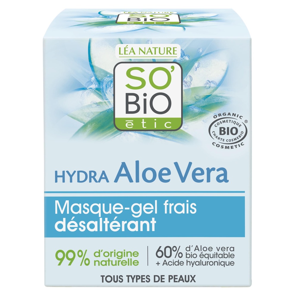 LÉA NATURE SO BiO étic Masque-gel frais désaltérant, tous types de peaux,               Hydra Aloe Vera Masque gel