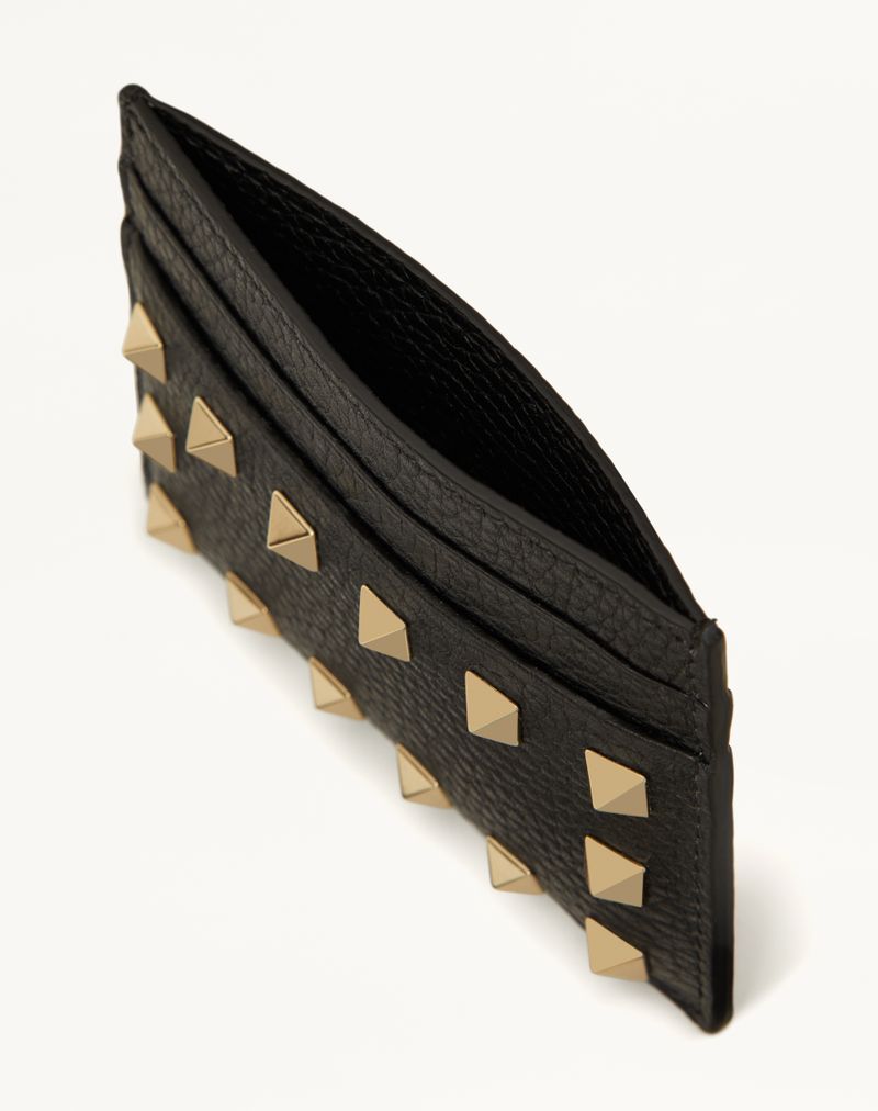 Rockstud kortholder i granatfarvet kalveskind