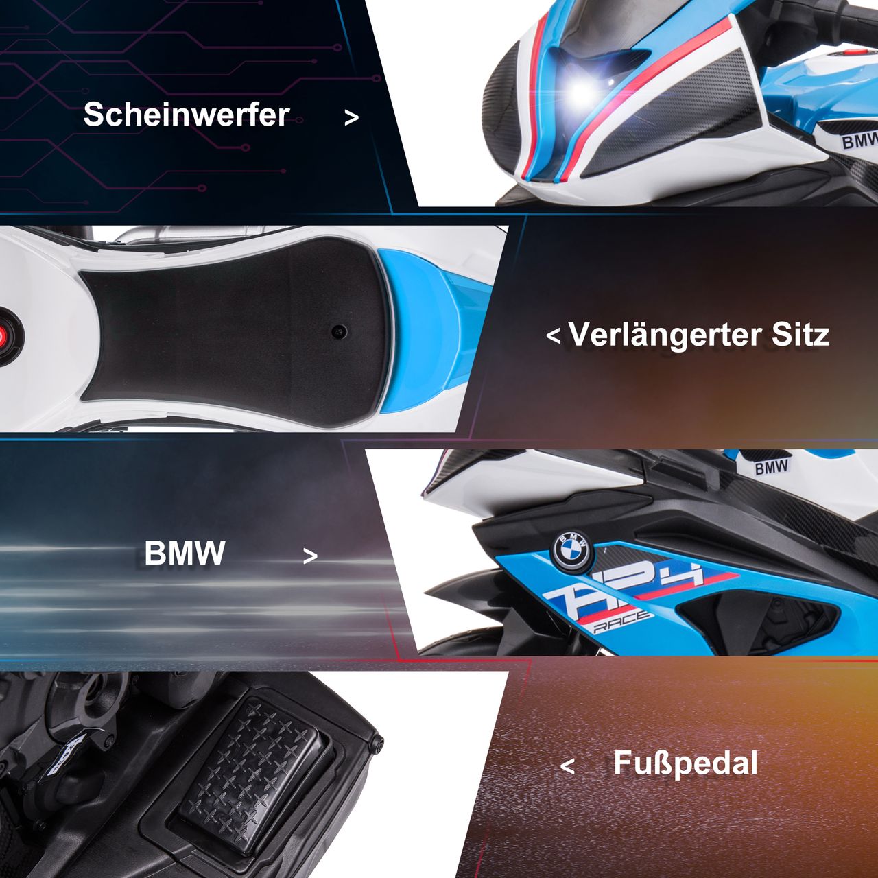 HOMCOM Kinder Elektro-Motorrad Kindermotorrad Elektro-Dreirad ab 18 Monaten Blau