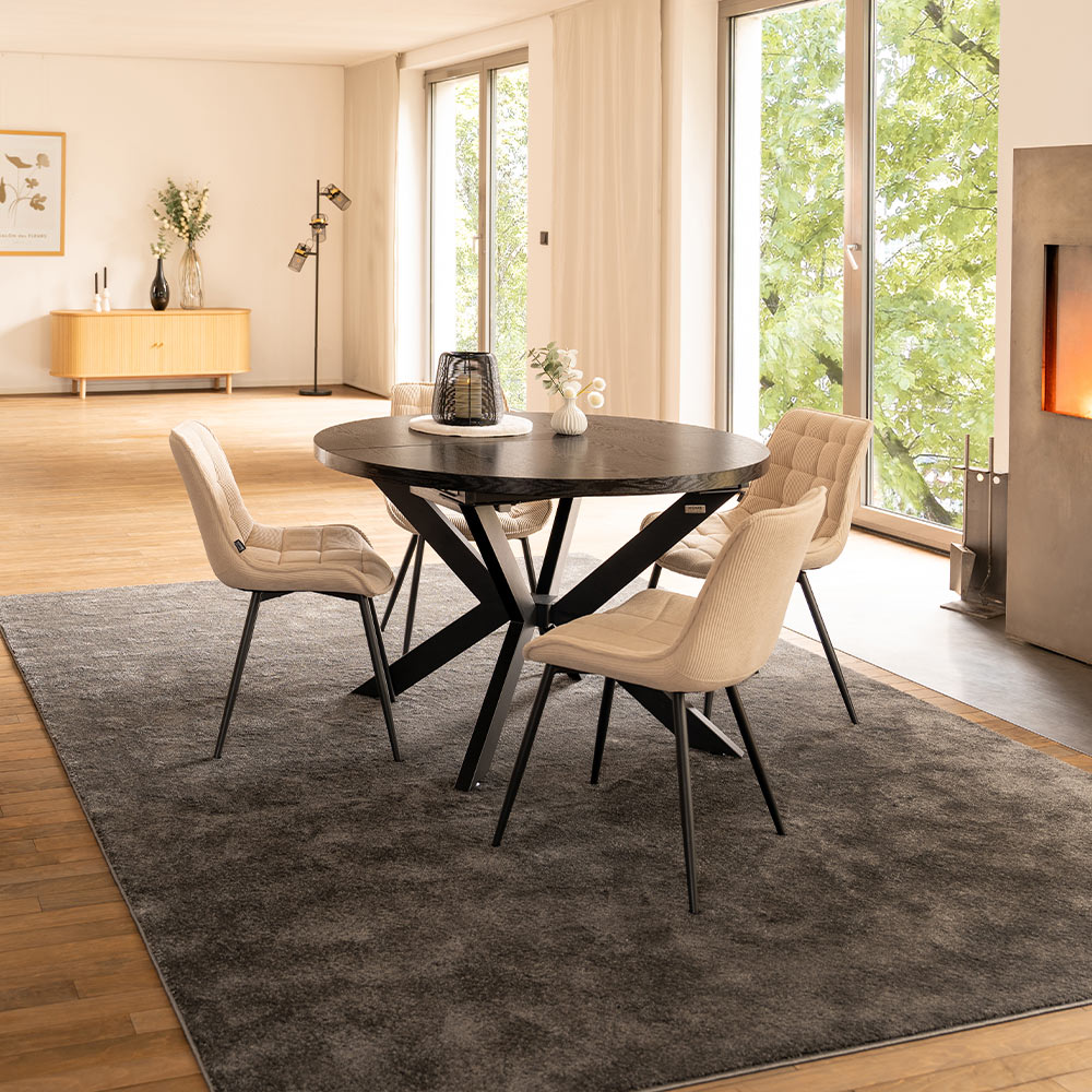 Home Deluxe HOME DELUXE Esstisch Rund Ausziehbar AVENTURA inkl. Sternfuß - 120 x 120 cm Dark Oak