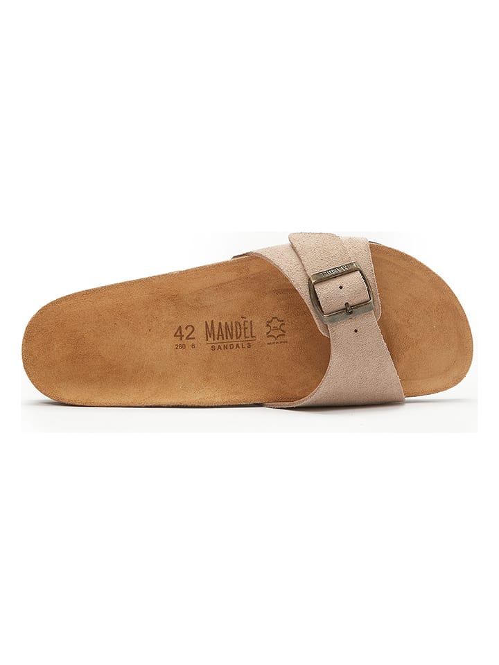 Mandel Leder-Pantoletten in Taupe günstig kaufen
