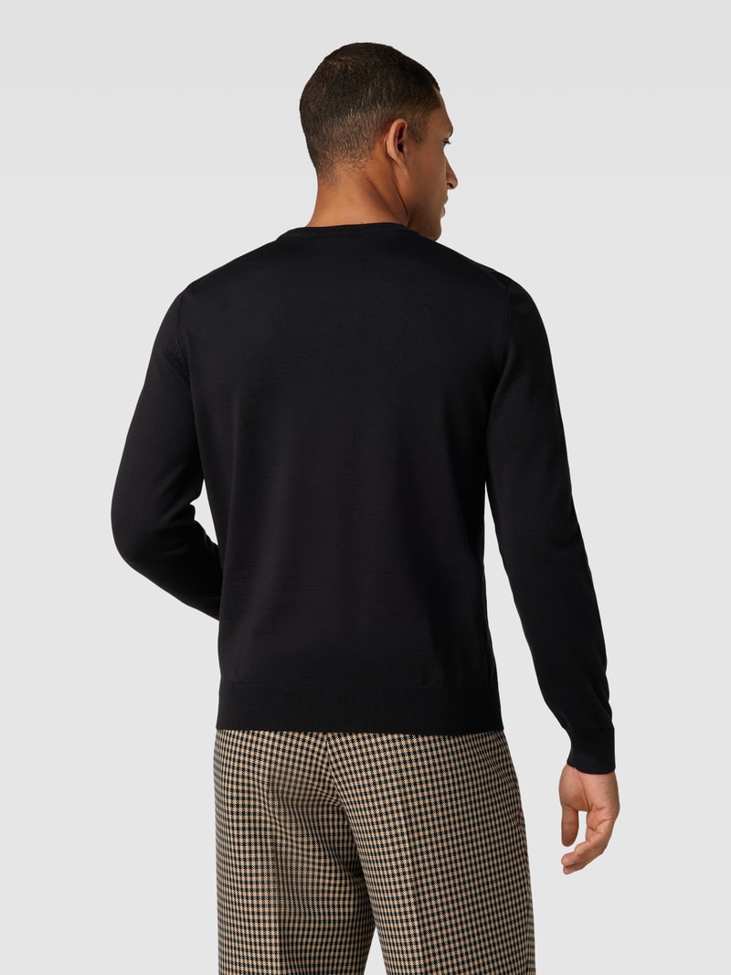 Strickpullover mit Label-Stitching Modell 'Botto' in schwarz