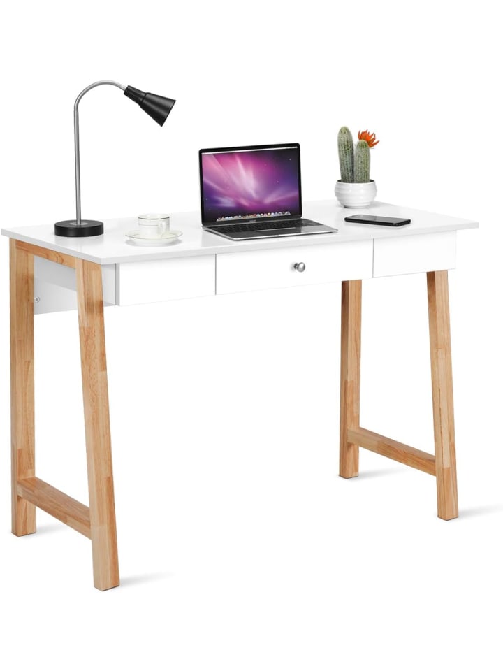 COSTWAY Schreibtisch mit Schublade in Hellbraun günstig kaufen onesize