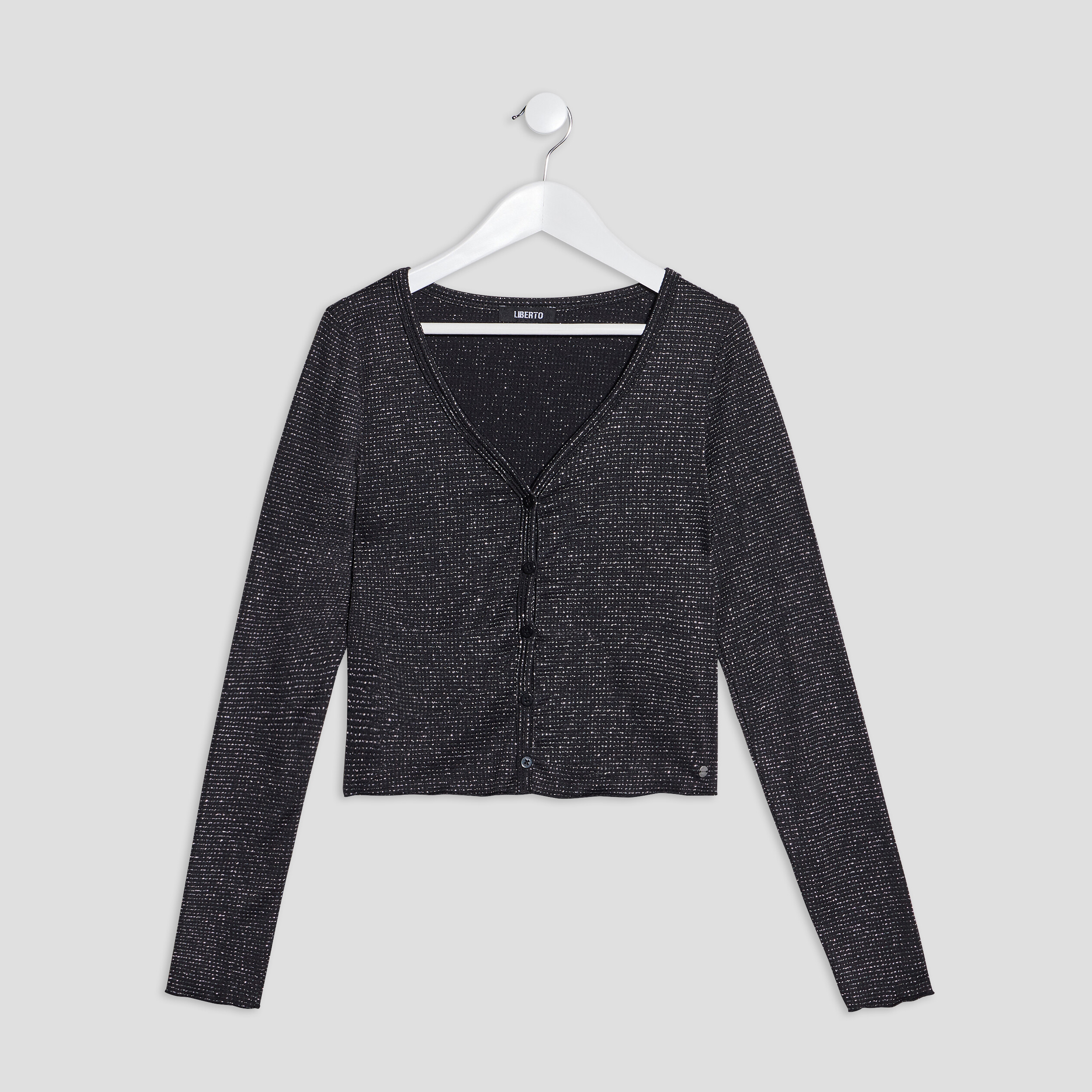 T-shirt cropped manches longues noir femme | La Halle